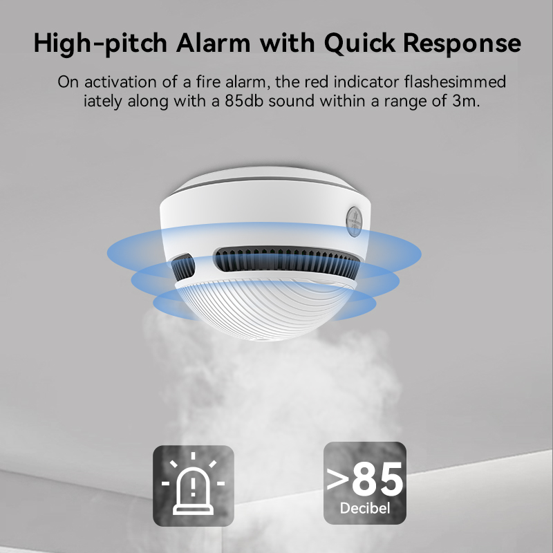 Ton- und Licht-Rauchmelder, Mini-Feuermeldesystem, Rauchmelder und Sensor, weißes LED-Licht, 5 V Ton und Licht, Rauchmelder