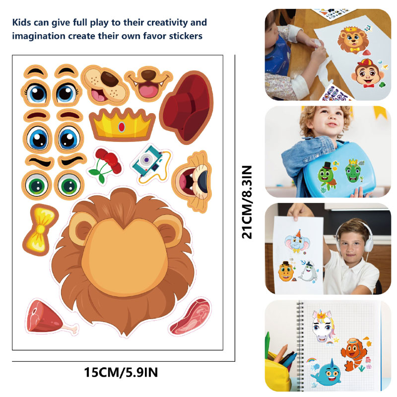 Make A Face ステッカー 子供用 DIY 独自のクリスマスツリーを作る サファリ 海 ファンタジー 動物 パズルステッカー 男の子 女の子 ギフト おもちゃ