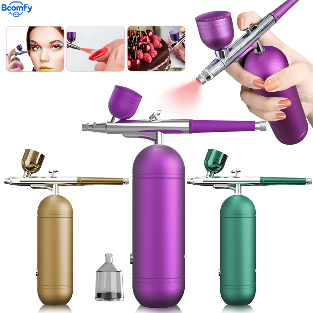 Aerógrafo portátil para uñas con compresor, aerógrafo recargable, inalámbrico, pistola de pulverización para uñas, arte, pintura artesanal
