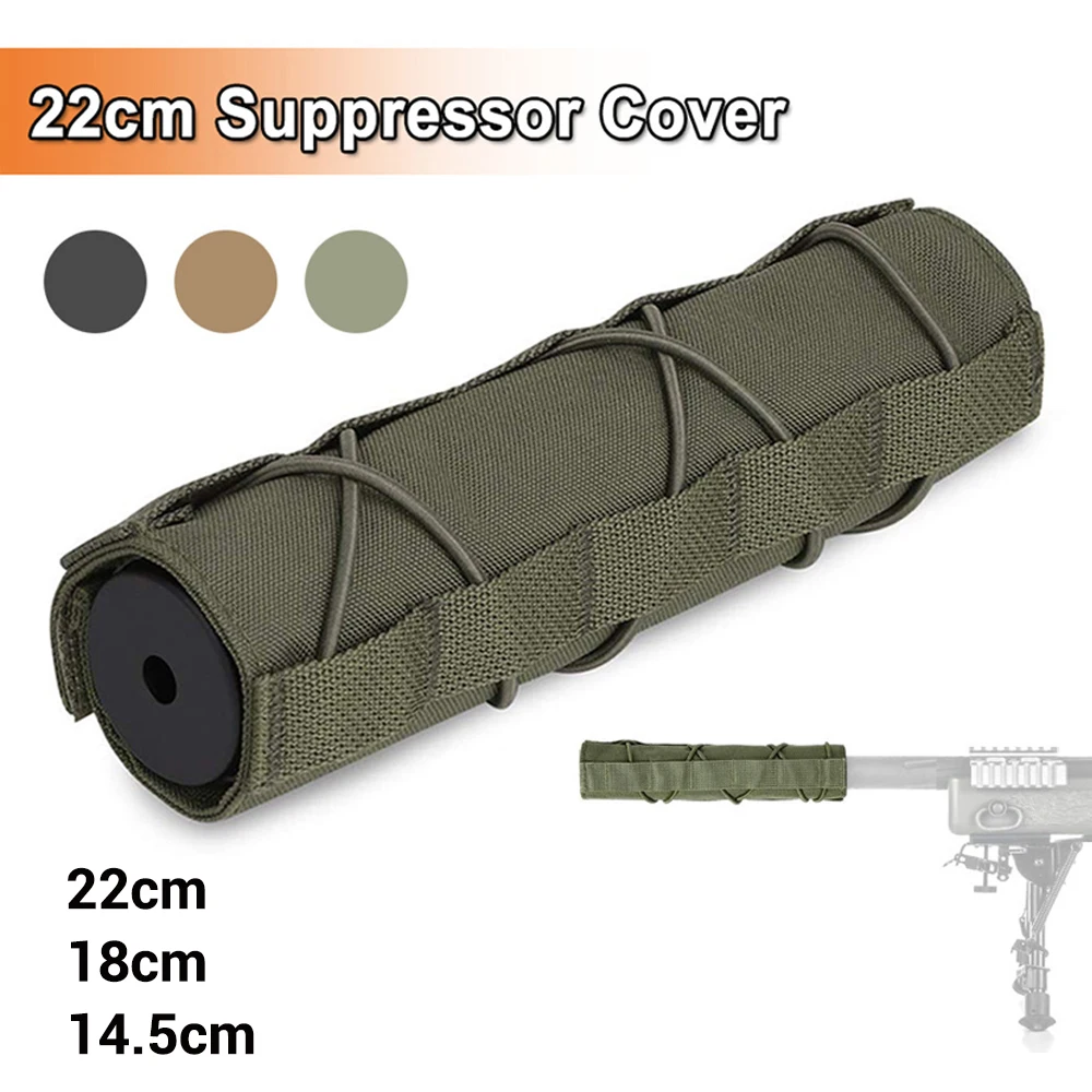 Funda protectora de camuflaje para caza y Tiro, Protector de silenciador táctico Airsoft de 22/18/14.5cm