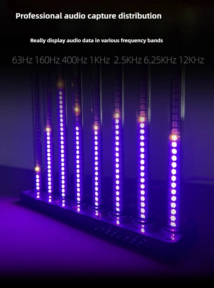 RGB Pickup Level Light LED Display Voice Control Music Spectrum Indicator Desktop Light Gaming Room Atmosphere Rhythm Light