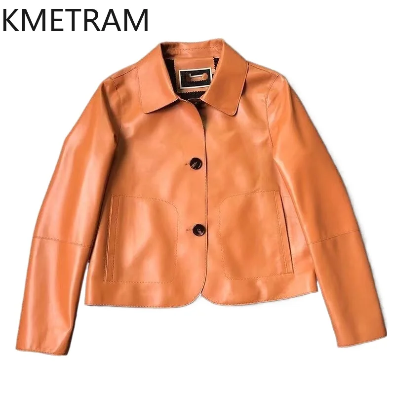 100% kożuch prawdziwa skórzana kurtka damska moda krótkie kurtki 2024 jesienno-zimowa odzież damska Slim Fit odzież wierzchnia дубленка