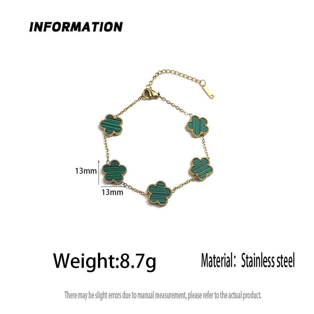 Pulseira banhada a ouro em aço inoxidável flor de ameixa, barata, sem diamantes, não ouro real, não é uma demanda demais