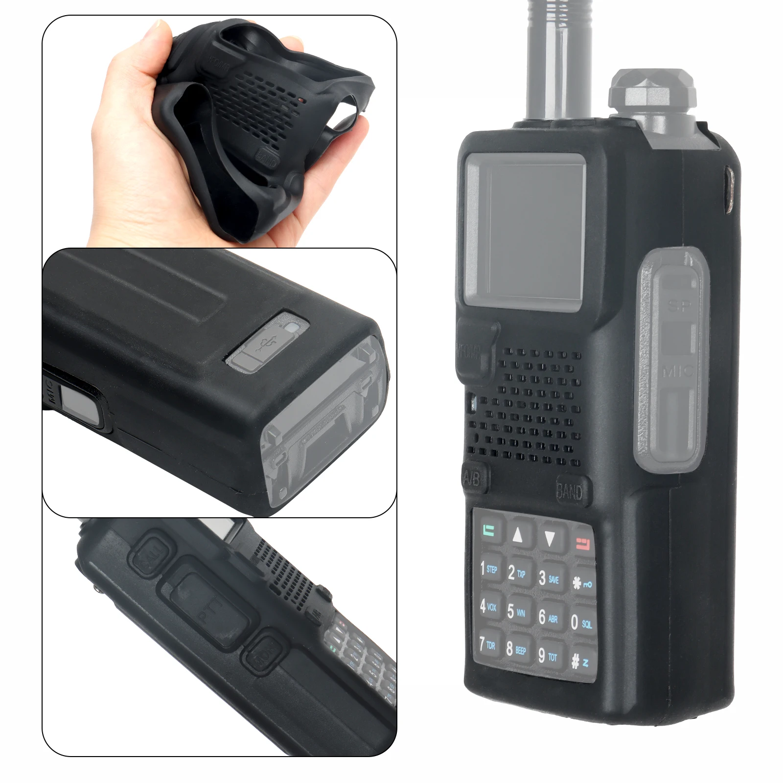Baofeng UV-5RH pro max walkie talkie capa protetora de borracha caso macio bolsa balck para UV-5RM AR-5RM uv 5rm 5rh ham rádio saco