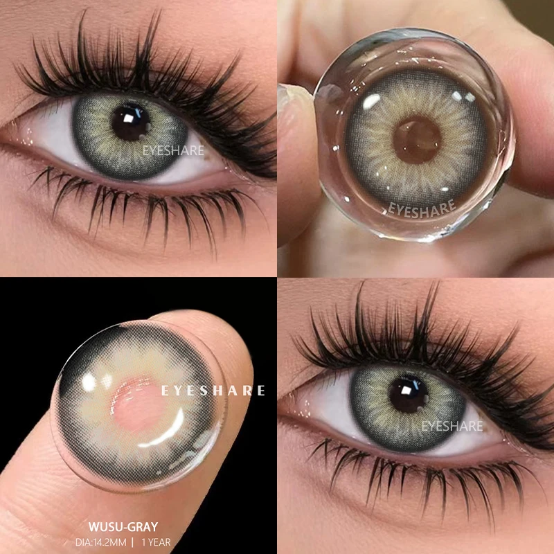 EYESHARE 1 คู่สีคอนแทคเลนส์สําหรับตาสีน้ําตาลธรรมชาติคอนแทคเลนส์ตาสีฟ้าสีเทารายชื่อสีเขียวนักเรียน