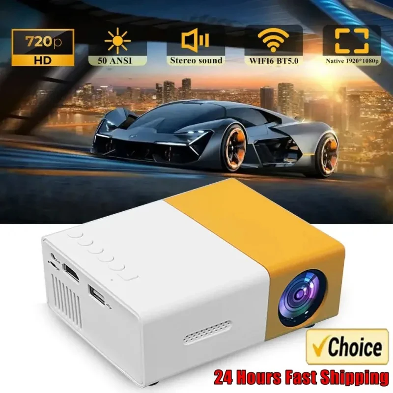 Mini projetor de filmes portátil YG300 adequado para acampamento ao ar livre/drive-in/projetores de home theater com 30000 horas de longa vida