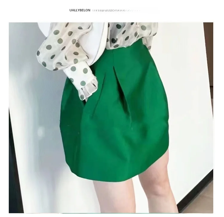 Falda A-Linea Cintura Alta Elegante Estilo Hepburn Nueva Colección Primavera 2022 Material Poliéster Reciclado Color Sólido