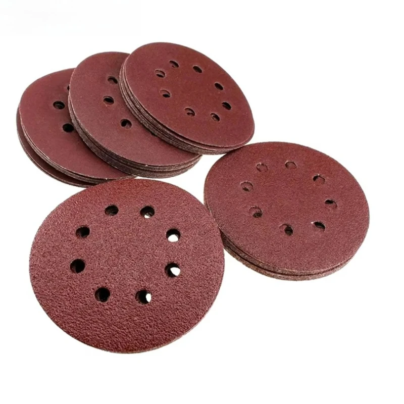 10 unids/set 125mm 5 "/5 pulgadas discos de lijado 8 agujeros almohadillas de papel de lija conjunto gancho y bucle papel lijadora abrasiva para herramientas de pulido