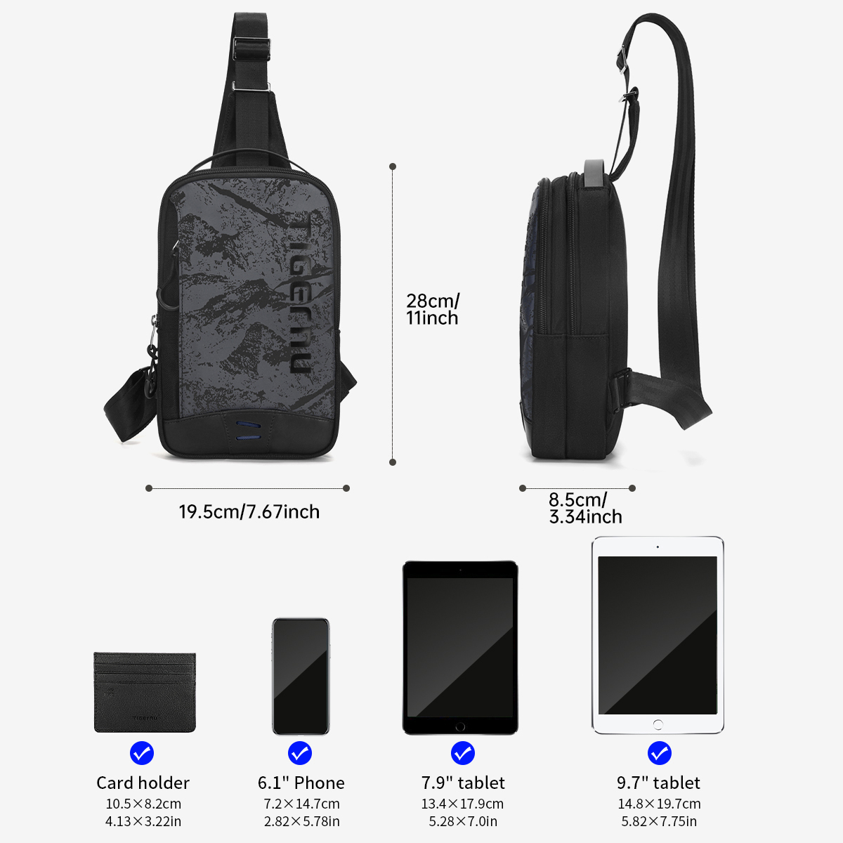 Bảo Hành Trọn Đời Ngực Túi Cho Nam Giới Phong Cách Mát Mẻ Người Đàn Ông Vai Túi 9.7Inch IPad Túi Giản Dị Nam Crossbody Túi Lightweigt túi Nhỏ