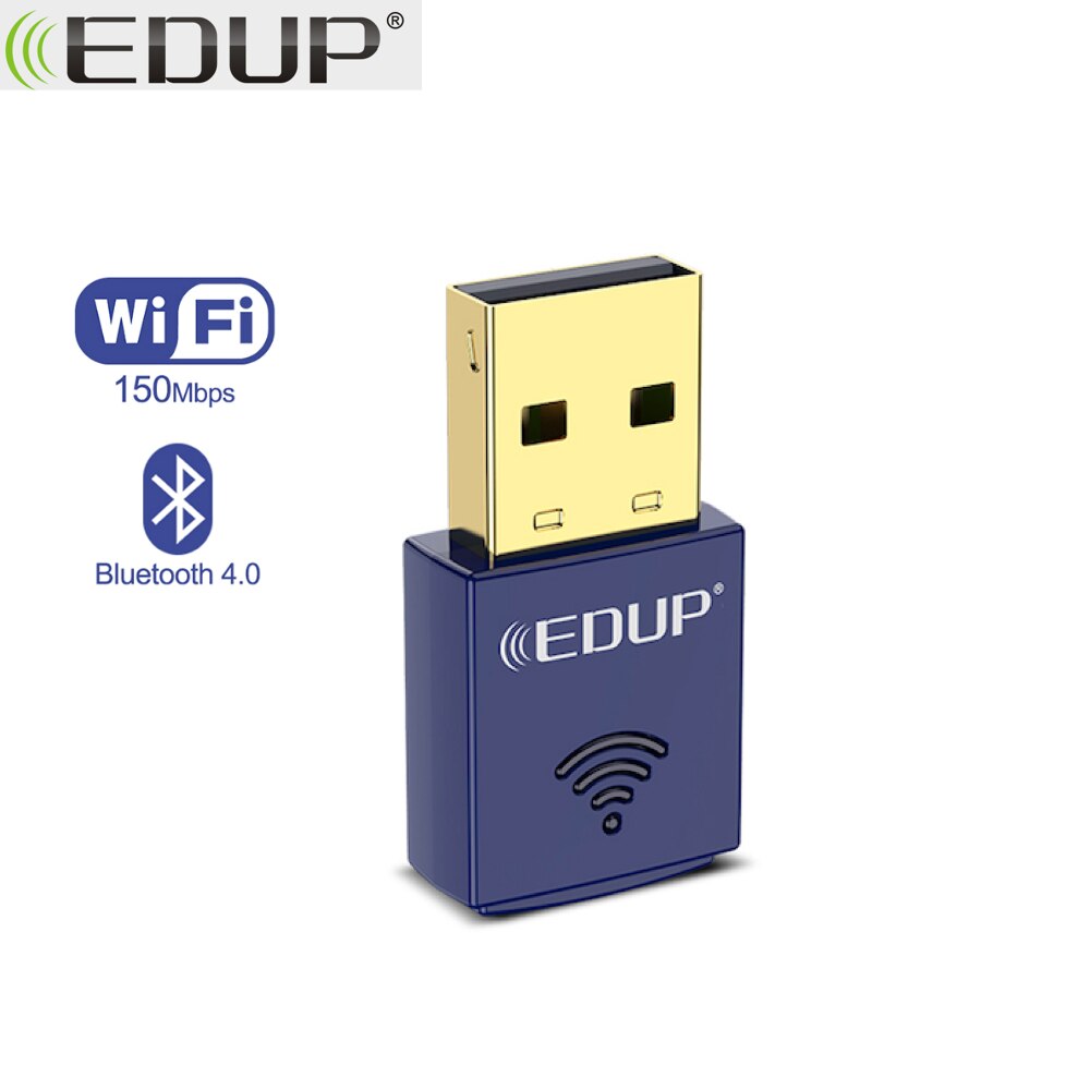 EDUP-Mini adaptador WiFi de 150Mbps, tarjeta de red inalámbrica, Bluetooth 4,0, USB 2,0, Ethernet, adaptador de señal estable para PC y portátil