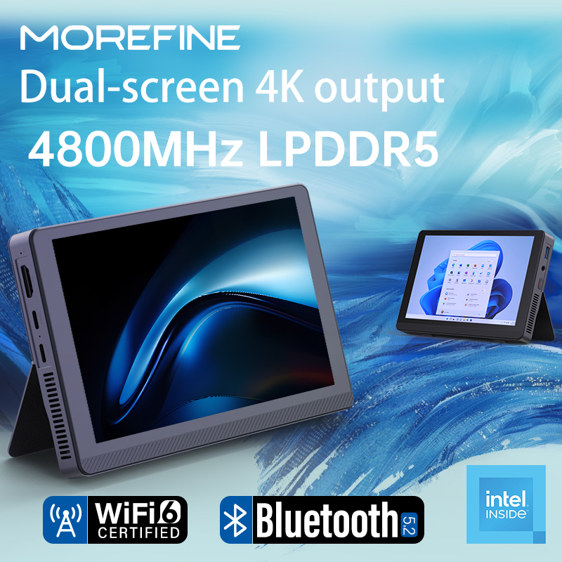 Morefine 12th gen intel n305 7 Polegada mini pc windows11pro wifi6 bt5.2 16gb/2t tela de toque 4k tablet pc 3600mah mini desktop host