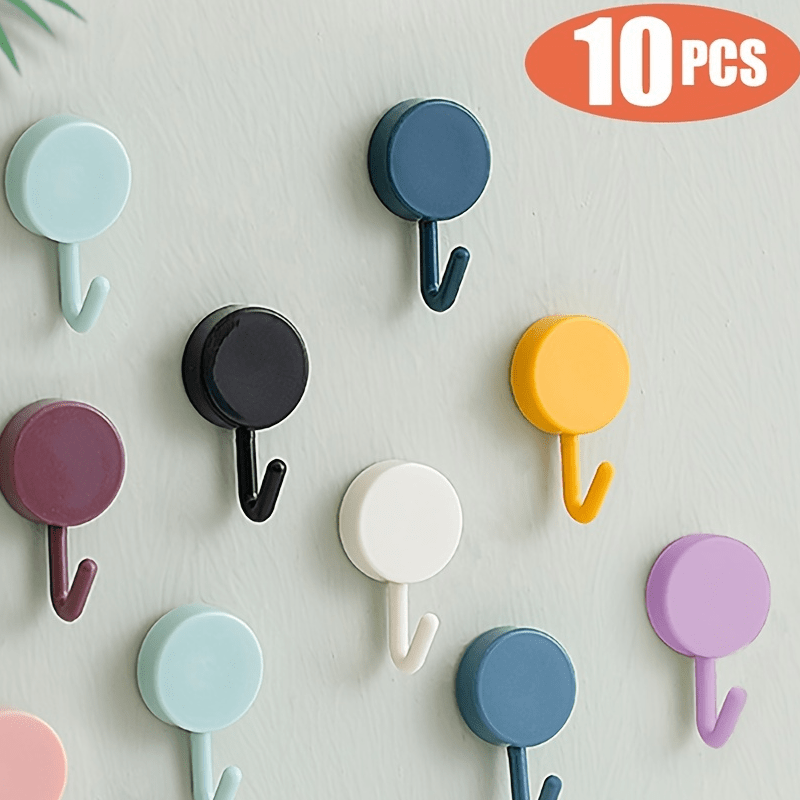 10PCS Selbstklebende Wand Haken Stark Ohne Bohren Mantel Tasche Badezimmer Tür Küche Handtuch Aufhänger Haken Hause Lagerung Zubehör