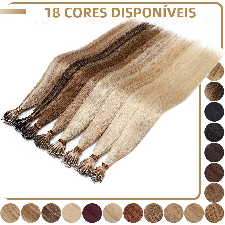 S-noilte 1g/fio nano anéis micro links extensões de cabelo humano micro grânulo pré ligado 16-24 polegada 50 pçs em linha reta loira natural
