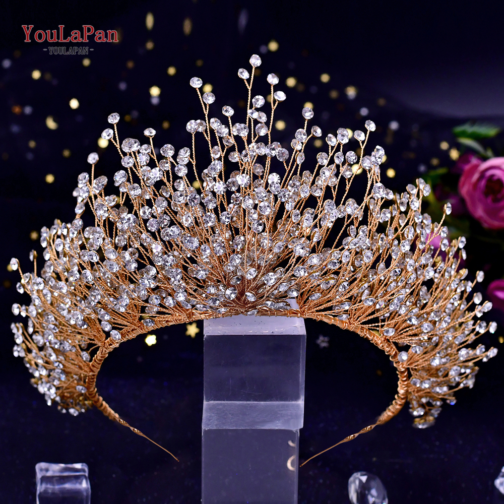 Topqueen coroa de casamento, diadema de noiva, acessórios para cabelo, casamento, tiaras, concurso, faixa de cabeça, princesa, joia de cabelo hp193p