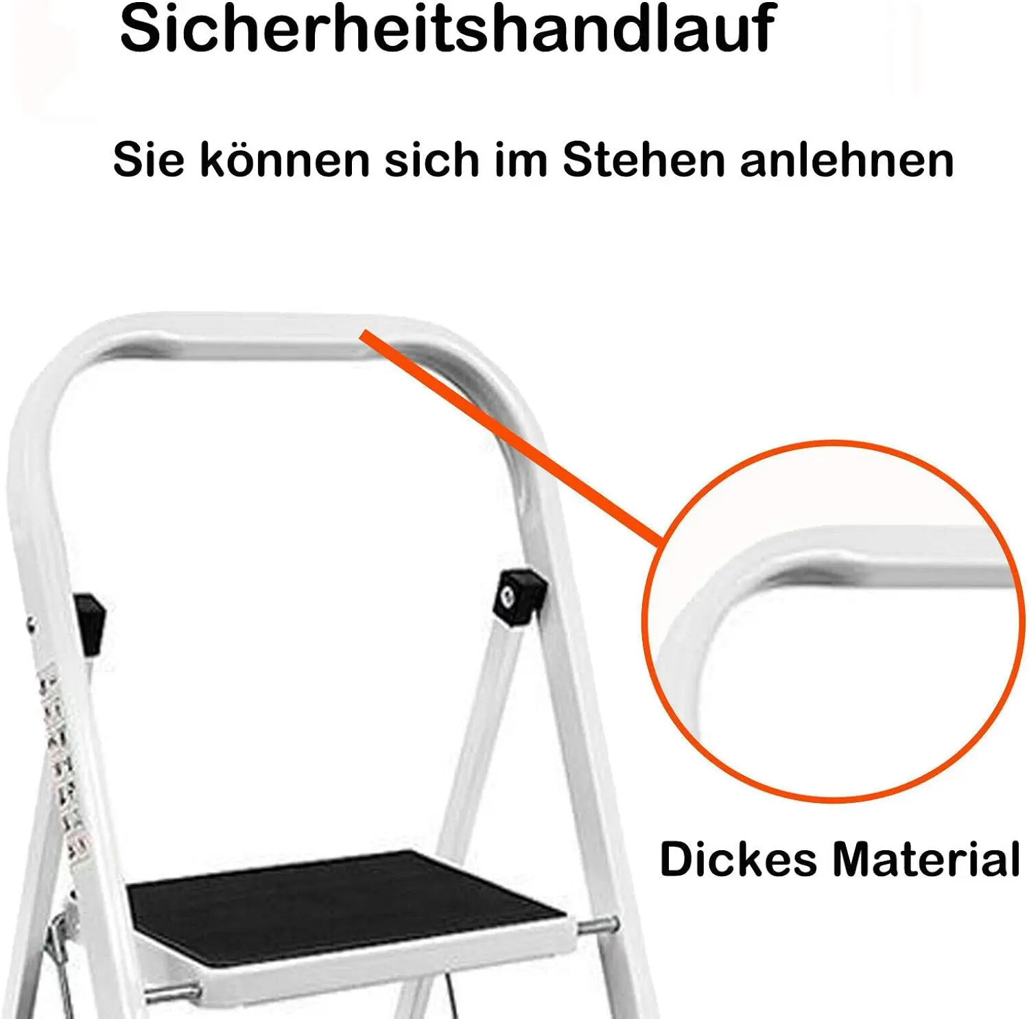 Tritthocker, 1-2-3-4 Stufen, leichte Trittleiter mit Handlauf, Klappleiter mit rutschfester Plattform, maximale Belastung 150 kg