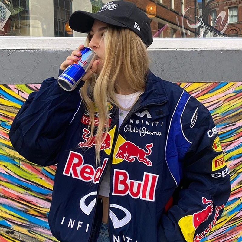 Red Bull Racing F1 Мотоциклетная весенне-осенняя тонкая куртка в спортивном стиле, черная повседневная свободная куртка с длинным рукавом с принтом