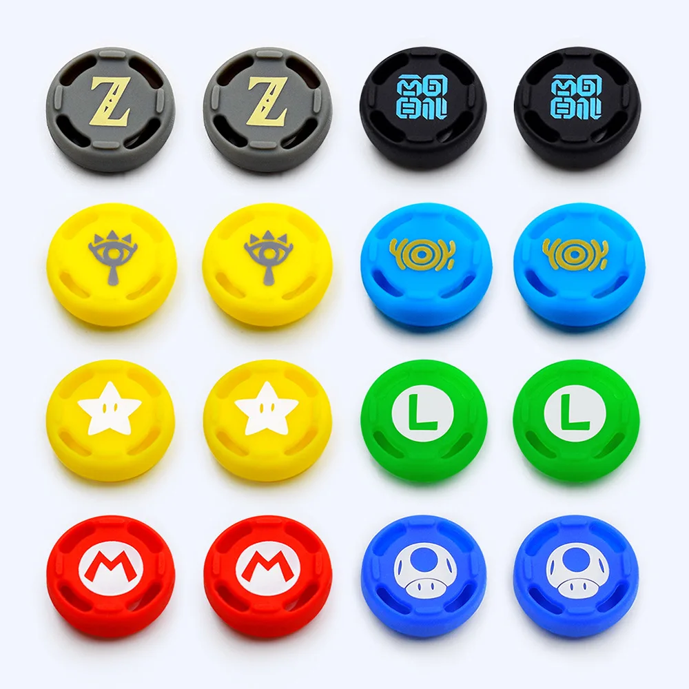 8pcs ซิลิโคนน่ารักการ์ตูน Thumb Stick Grips สําหรับสวิทช์ Oled Joy Con Controller NS Lite จอยสติ๊กฝาครอบ Protector