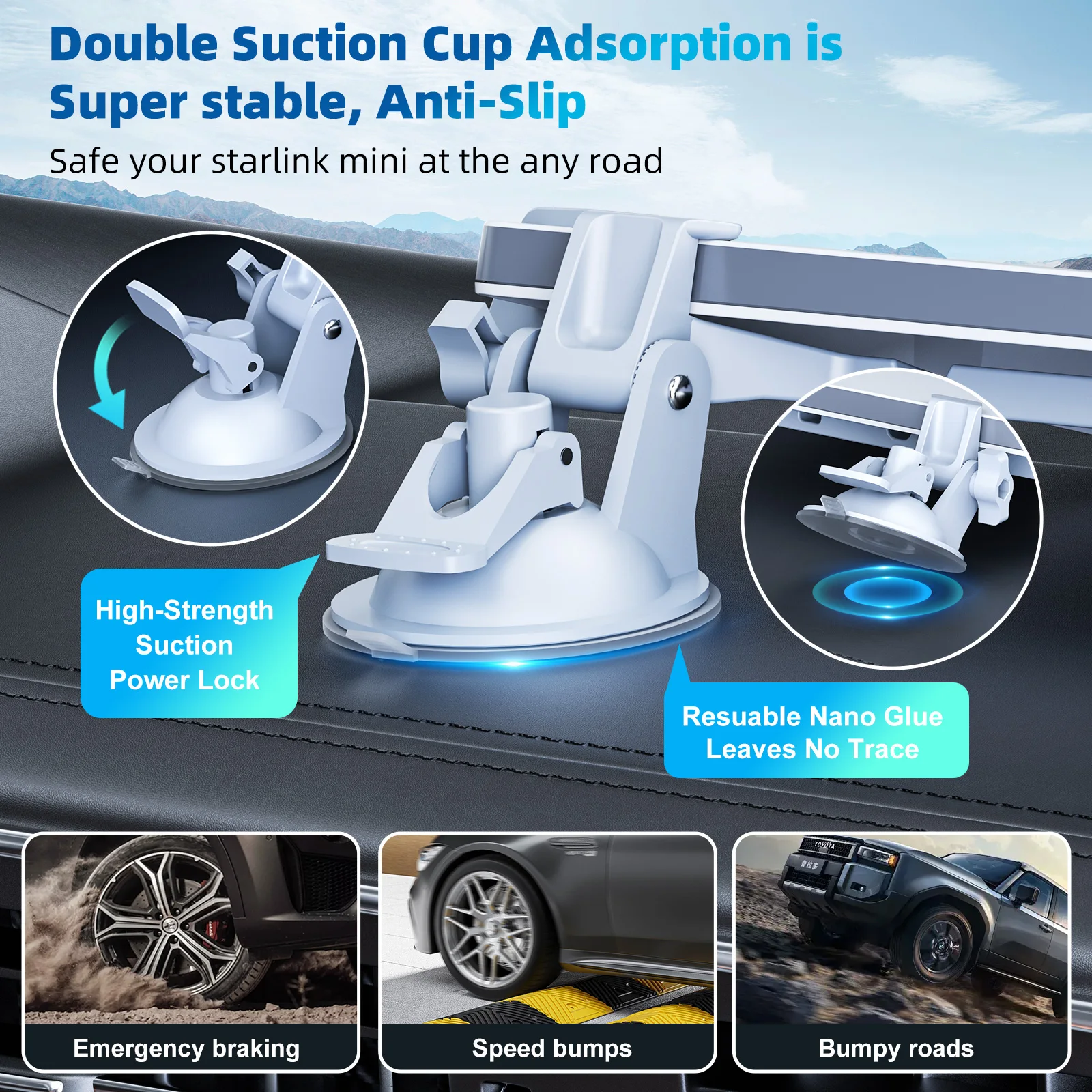 สําหรับ Starlink Mini Mount ดูดถ้วยสําหรับซันรูฟรถยนต์ Starlink Mini จาน moonroof วงเล็บยึดสําหรับรถยนต์ RVs เรือหลังคาแก้ว