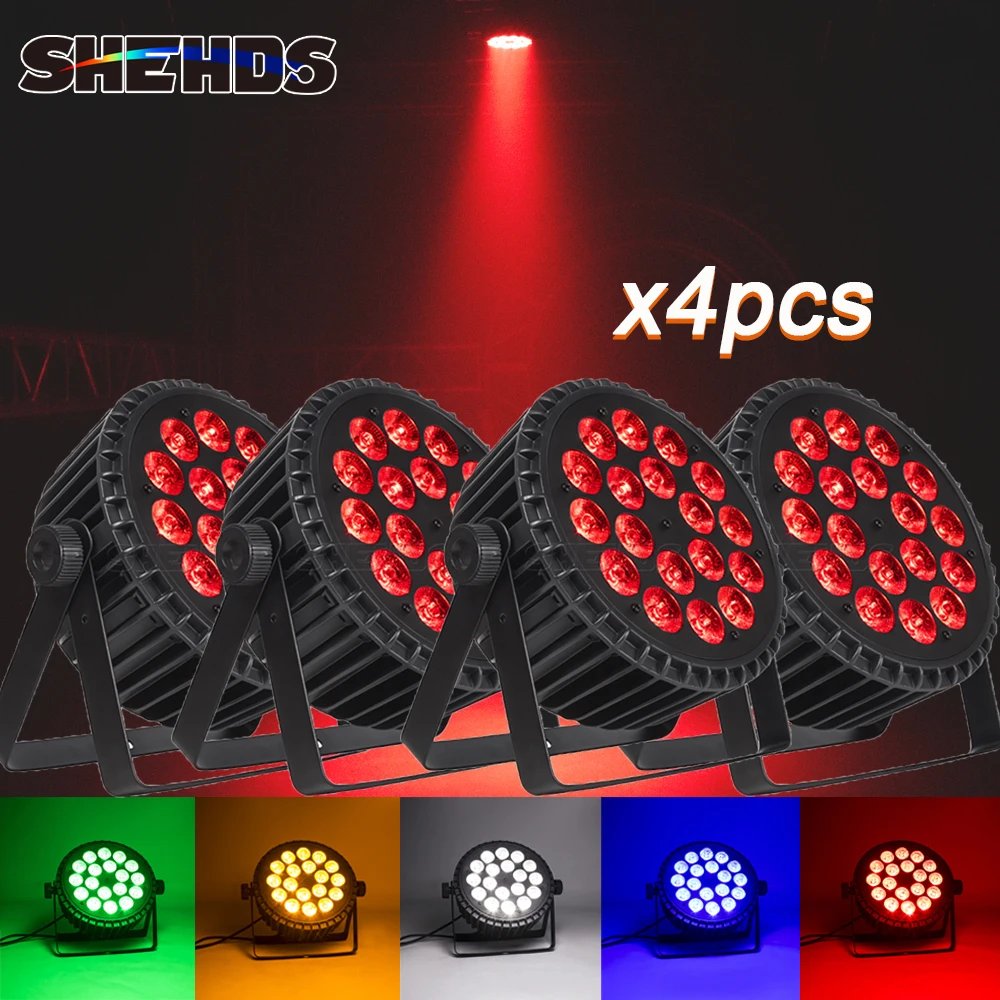 SHEHDS LED 4 stücke 18x12 W RGBW/18x18 W RGBWA + UV Flache Par Beleuchtung Aluminium Legierung DJ Disco Bühne Ausrüstung Weihnachten Dekoration