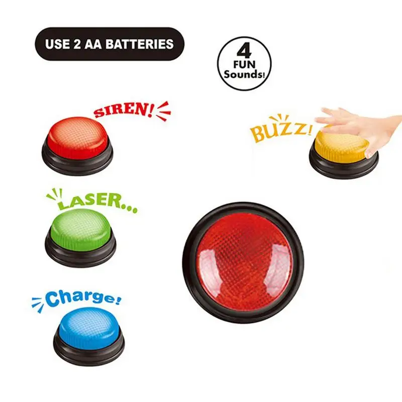 Educational Answer Buzzer Set 4pcs Recordable Talking Button Children Interactive Toy Family Game Competition Props Toys