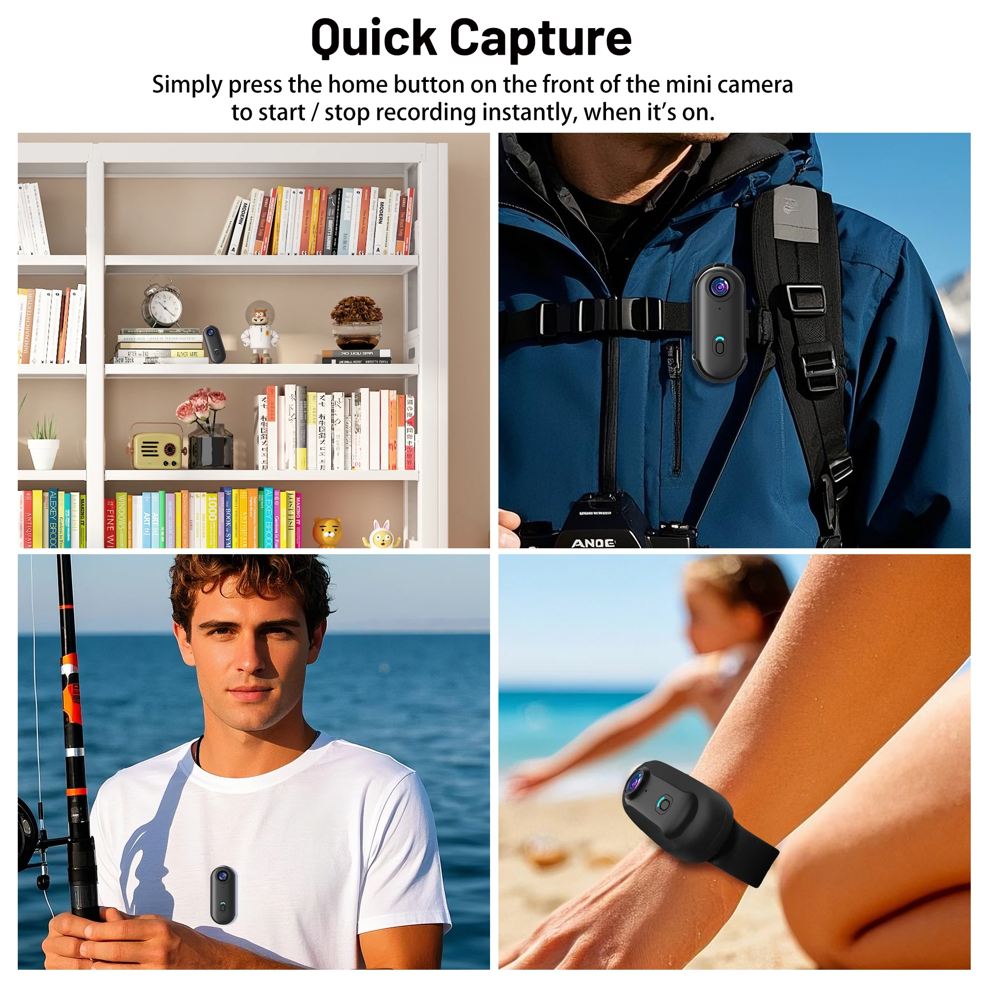 4K Mini WIFI Action Camera 128GB Thumb POV Portable Video Recorder with IPX7 Waterproof Camcorder Helmet Mount Vlogging (Black)