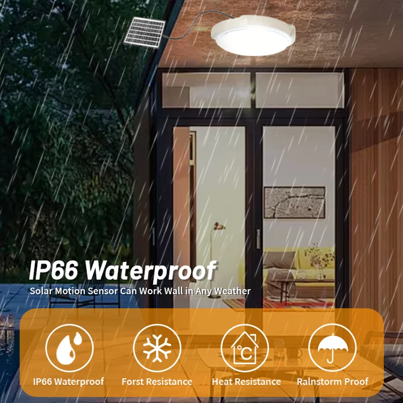60W/100W/200W LED Plafoniera solare Lampada solare esterna impermeabile con telecomando 5M Linee Zero Power per corridoio giardino