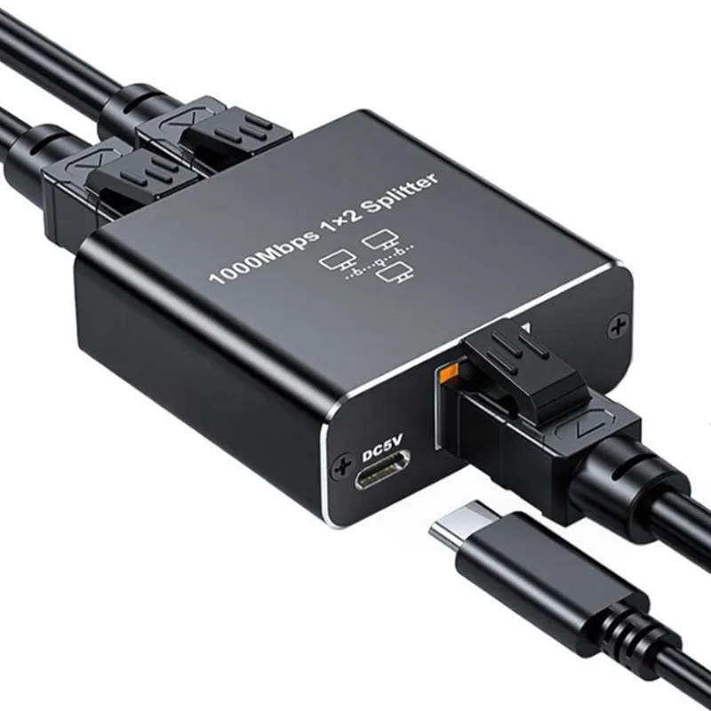 Extender Plug Extension Network Splitter 1000Mbps Hub 1 to 2 RJ45 Adapter Gigabit Converter Internet Ethernet 8P8C Set-Top