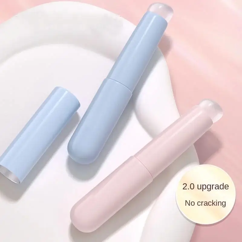 Pennello per labbra in silicone con manico in plastica ABS, applicatore portatile per rossetto e balsamo per labbra con cappuccio, miscelazione perfetta e copertura per sbavature