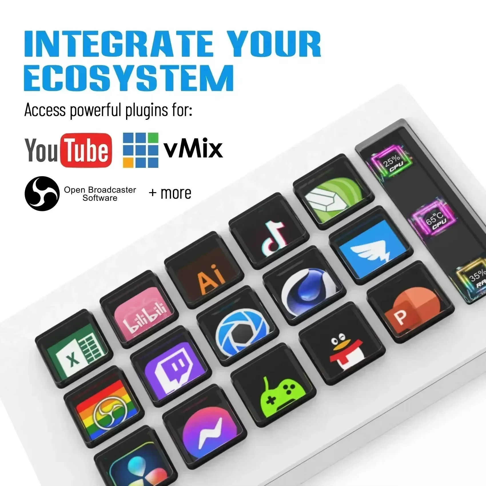 Visual Stream Deck Keyboard LCD Button 15 Keys Live Content Creation Controller for Windows MacOS Android iOS Smart Accessories