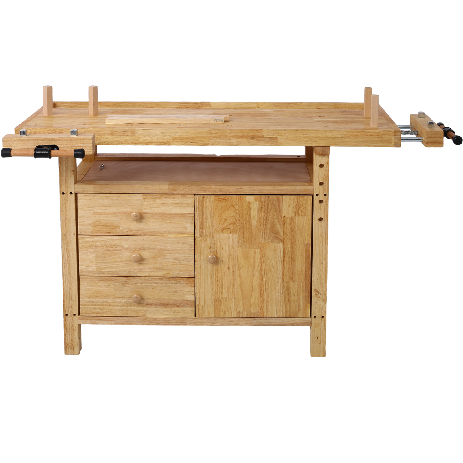 Wood Workbench - Wooden Workbench for Garage Workshop and Home, with Rapid Action Woodworking Vise 7 Inch Jaw Width Made with