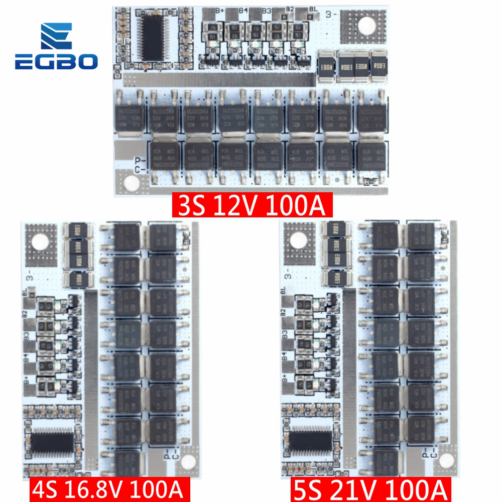 3s 4s 5s Bms 12v 16.8v 21v 3.7v 100a Li-ion Lmo Ternary Lithium Battery Protection Circuit Board Li-polymer Balance Charging