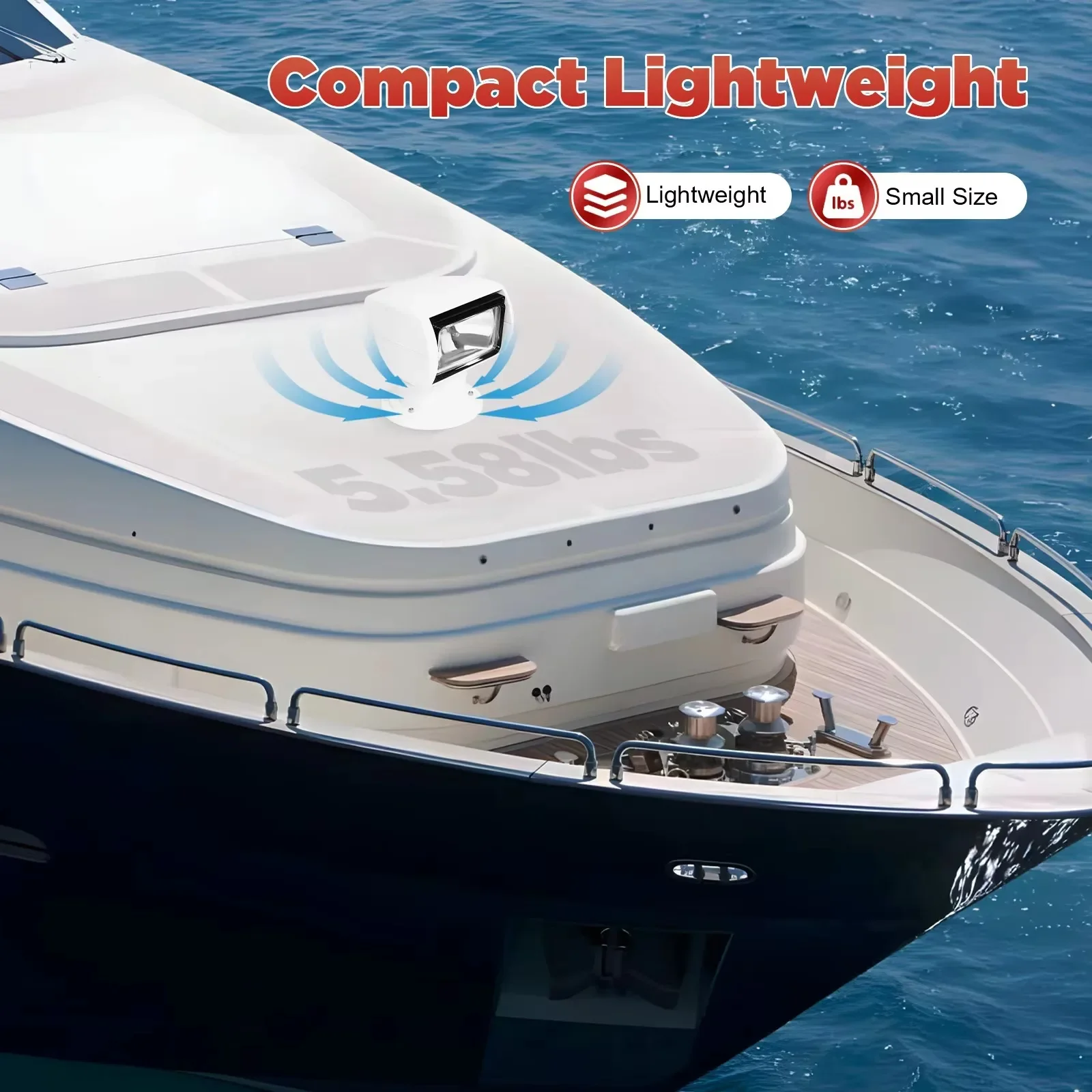 Scheinwerfer Marine Spot Licht Boot Suchscheinwerfer Fernbedienung 12V 100W Wasserdicht 360 °   Drehen Sie die Beleuchtung für Boot, LKW, Auto, Weiß