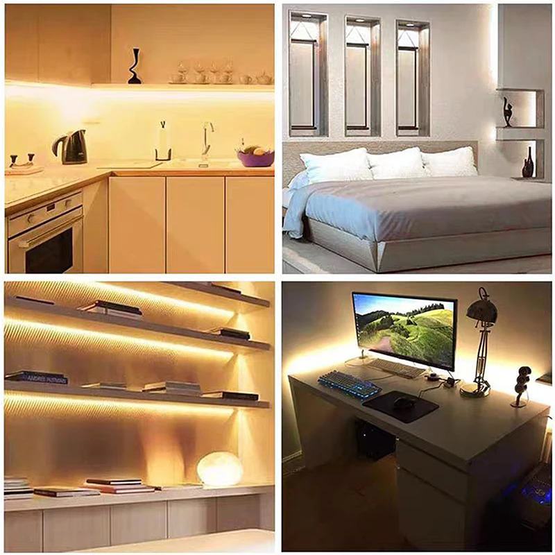 5V 2835 LED Strip Light พร้อม USB Push switch 60 LEDs/m แถบไฟแบบยืดหยุ่นสําหรับห้องครัวโคมไฟตกแต่ง