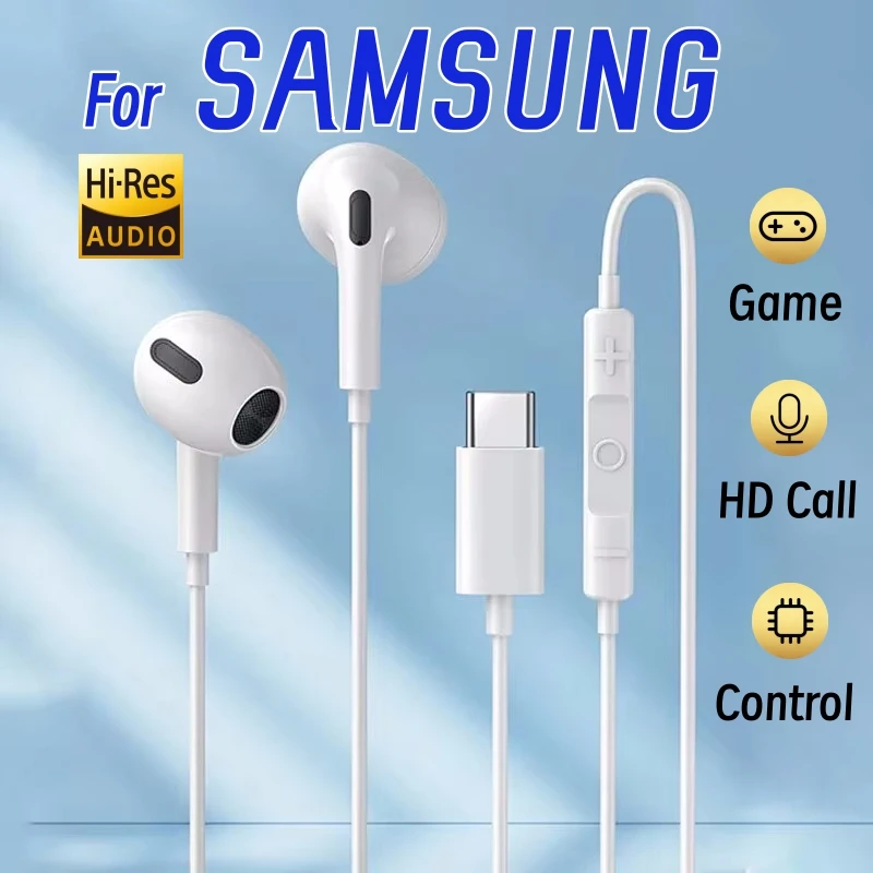 Oryginalne przewodowe słuchawki typu C do Samsung Galaxy S25 S24 S23 S22 S21 Ultra NOTE 20 3,5 mm słuchawki douszne z mikrofonem