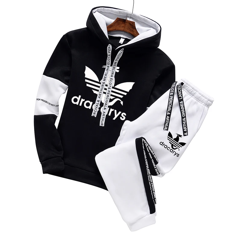 Conjuntos con capucha de invierno para hombre, chándal informal con capucha, conjunto de piezas, Jersey con capucha, ropa de calle de moda, sudaderas con capucha, 2024