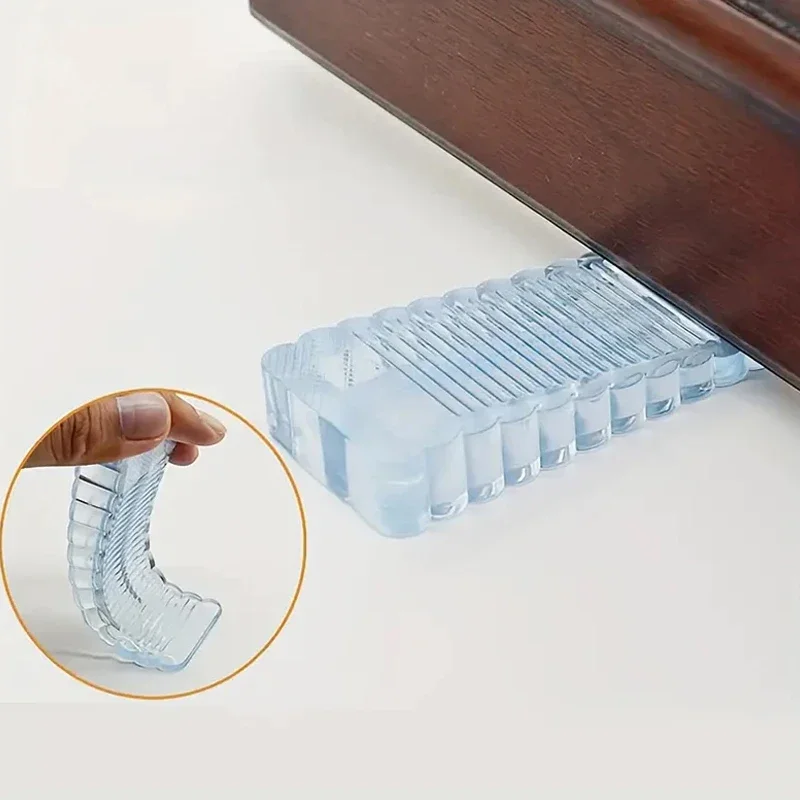 Silicone Door Stopper Reusable Shock Absorbent Block Wedge Doorstops Door Handle Stopper Home Office Door Anti-collision Stopper