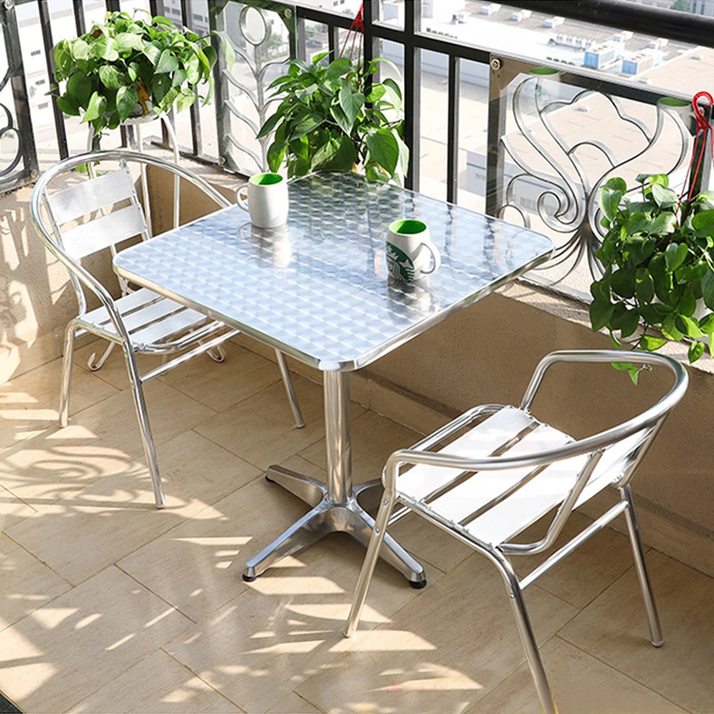 Mesa bistrô Mesa de cozinha Mesa de jantar em alumínio para uso externo 60 x 60 cm com altura regulável 70/110 cm