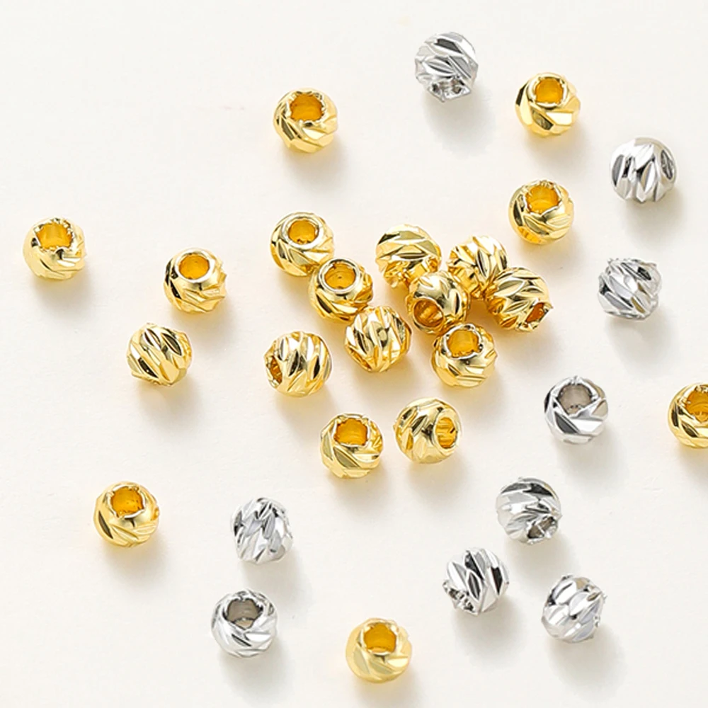 20 unids/lote de cuentas de flores cortadas a rayas chapadas en oro de 18 quilates, pendientes, collar, cuentas espaciadoras sueltas a granel para joyería DIY, hallazgos al por mayor