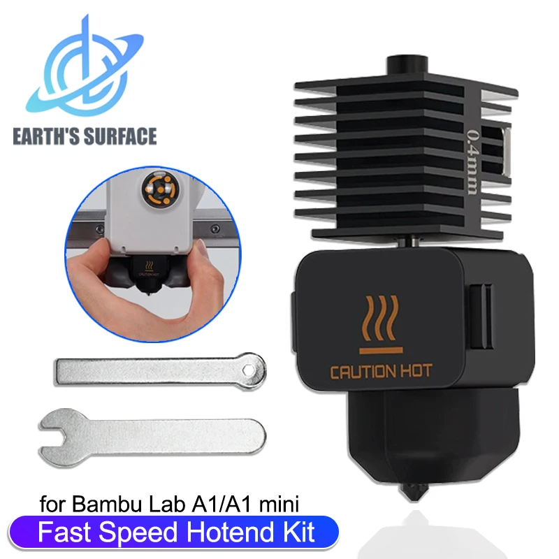 Peça de impressora 3d kit hotend para bambu lab a1 a1 mini conjunto de extremidade quente de velocidade rápida 0.2 0.4 0.6 0.8mm bocal de aço endurecido