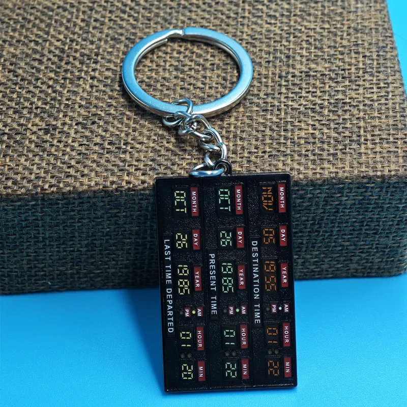 시간 회로 키 체인 Marty McFly Doc Brown 시간 여행 선물 클래식 영화 Back To The Future Delorean Replica Prop Keyring