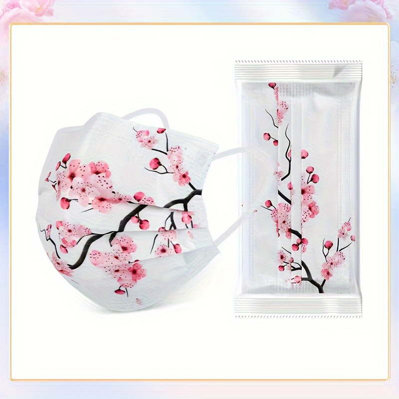 10 peças máscaras faciais românticas com estampa floral e céu estrelado para mulheres, polipropileno tecido de 3 camadas, elástico, respirável e proteção solar