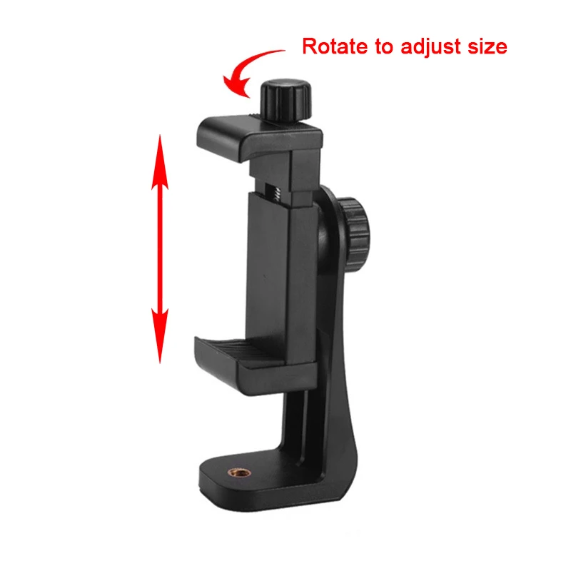 Clip Universal para teléfono móvil de 360 grados, Compatible con soporte para trípode iphone con tornillo de 1/4, adaptador para trípode de escritorio