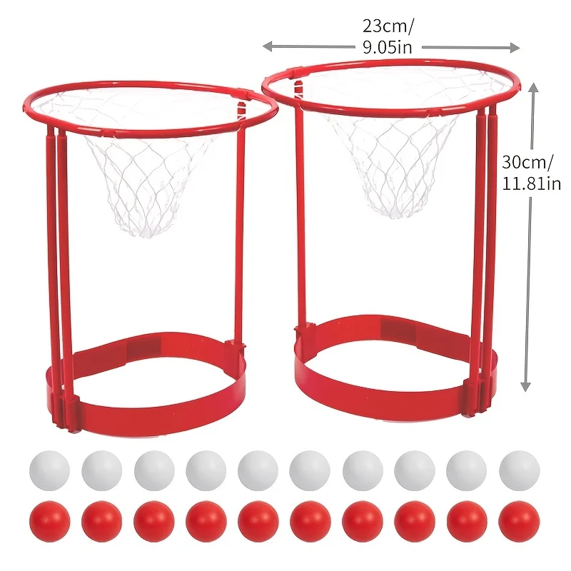 2 pacote cabeça hoop basquete jogo de festa para crianças e adultos carnaval jogo ajustável basquete net bandana com 20 bolas
