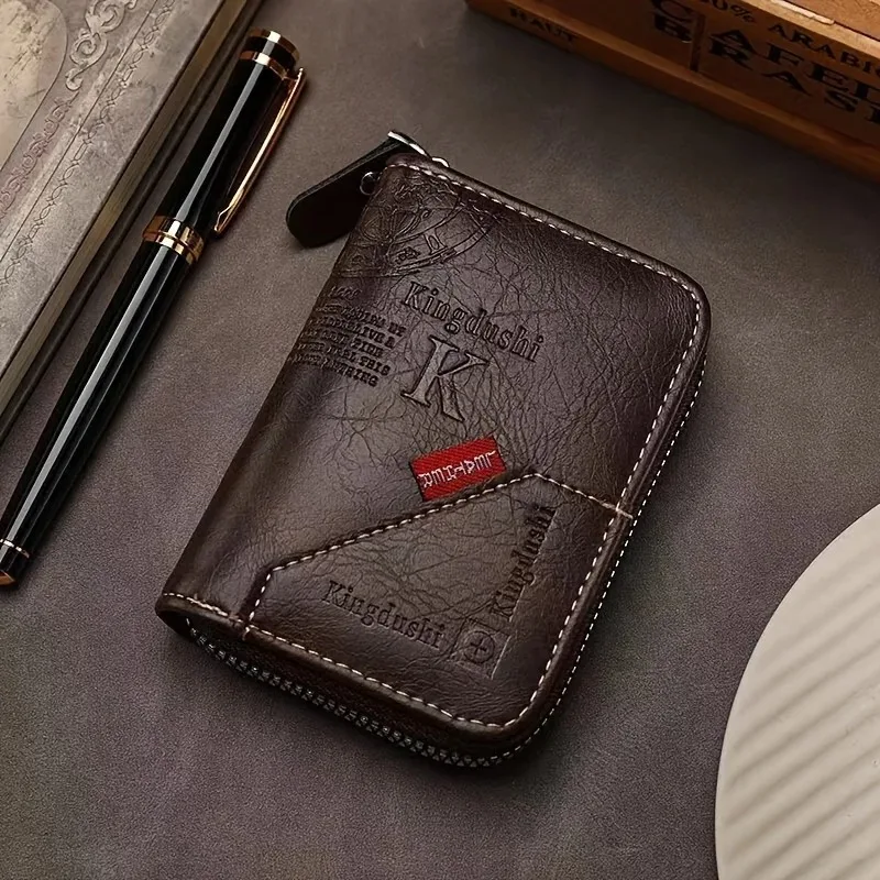 Vintage Style Compact PU Leather Wallet - Multiple Card Slots, Portable Credit Card Holder