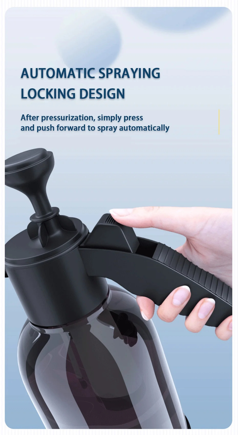 Pulverizador de espuma com bomba manual, 2l, lavadora pneumática, espuma de neve, alta pressão, garrafa de spray para lavagem de carro, limpeza de casa e carro