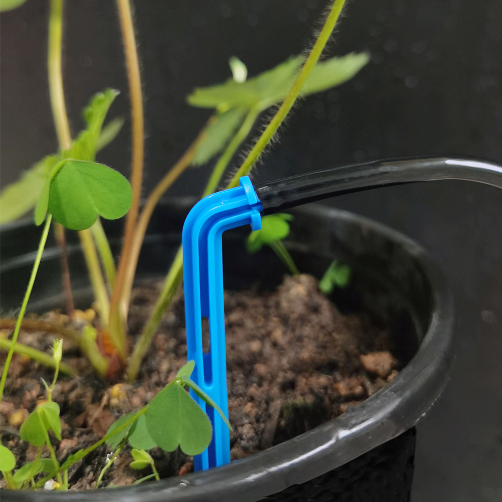 Kit de riego por microgoteo para jardín, 50 piezas con curva de gotero de flecha, emisor compatible con manguera de 3/5mm, ahorro de riego de flores