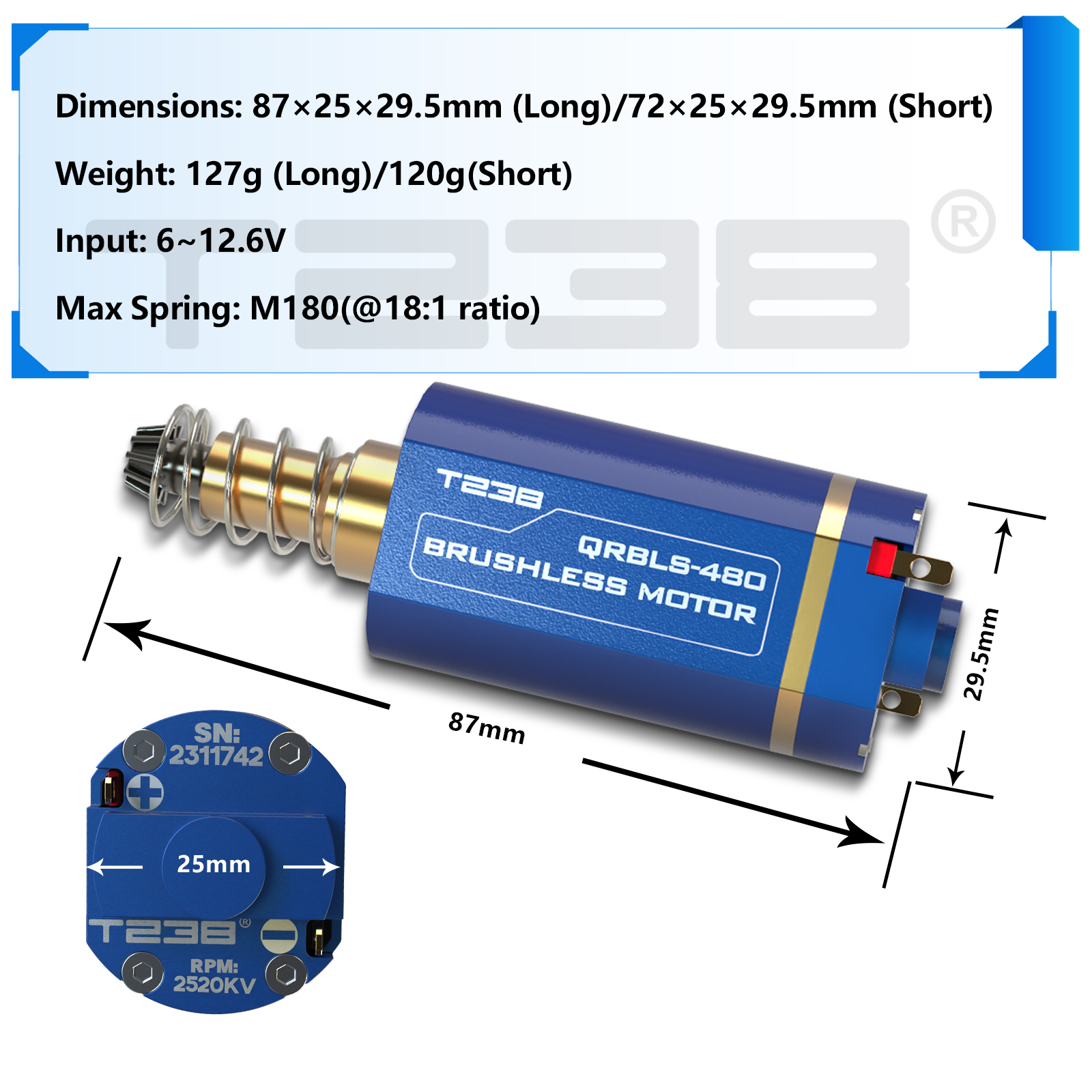 T238 QRBLS-480 Brushless Motor Basic Edition