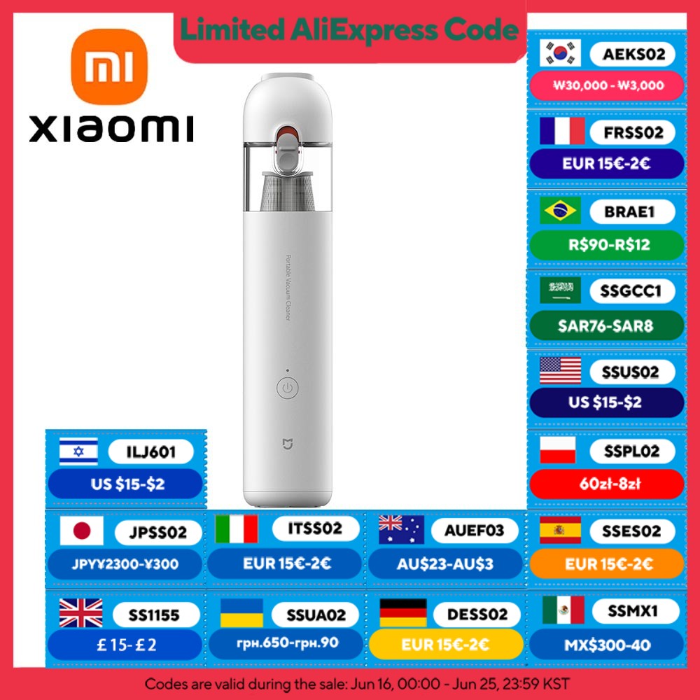 XIAOMI MIJIA-aspiradora portátil de mano para el hogar, aspiradora inalámbrica para máquina de limpieza de coche, succión ciclónica de 13000PA