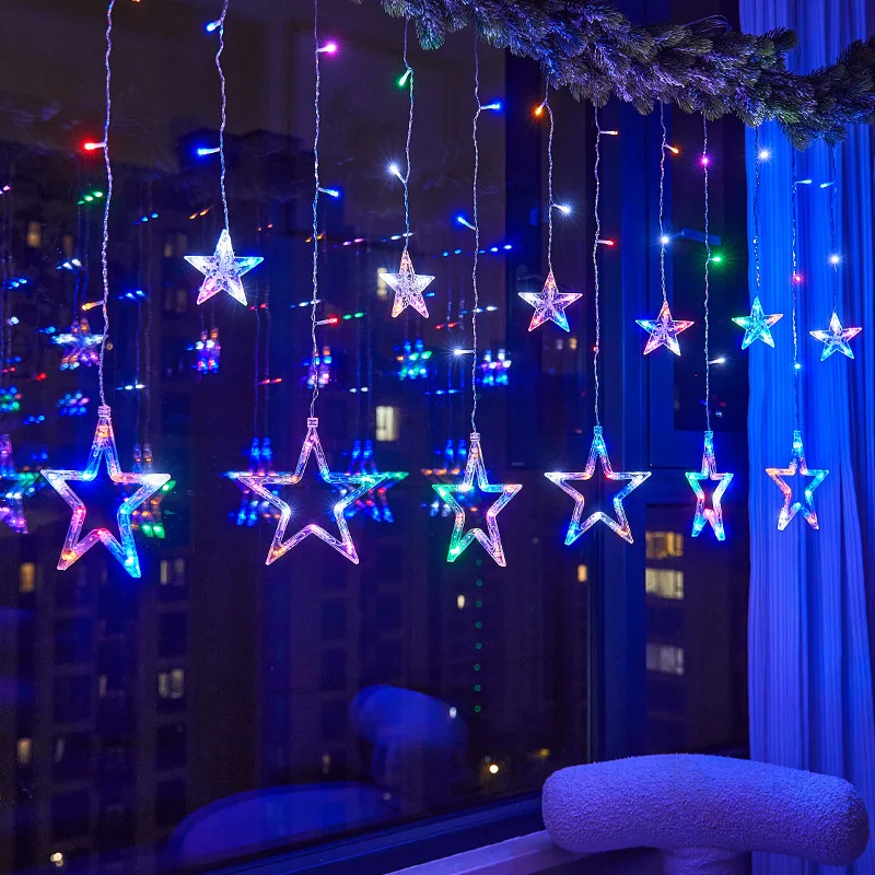 4.5M Star Curstain LED String Light Star 138 Leds Star Fairy Light for Indoor Home Party Holiday Decor Lighting