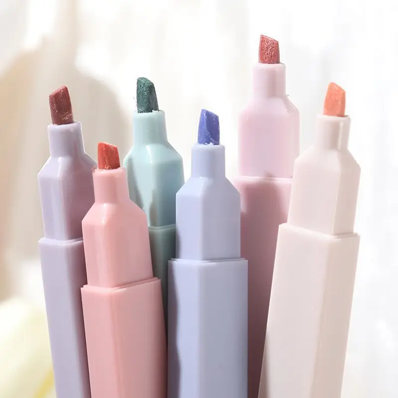 6/12Pcs Pastell Farbe Highlighter Stift Doppel spitze Marker Stifte Fluoreszierende Stift Zeichnung Textmarker Nette Schreibwaren Schule Liefert
